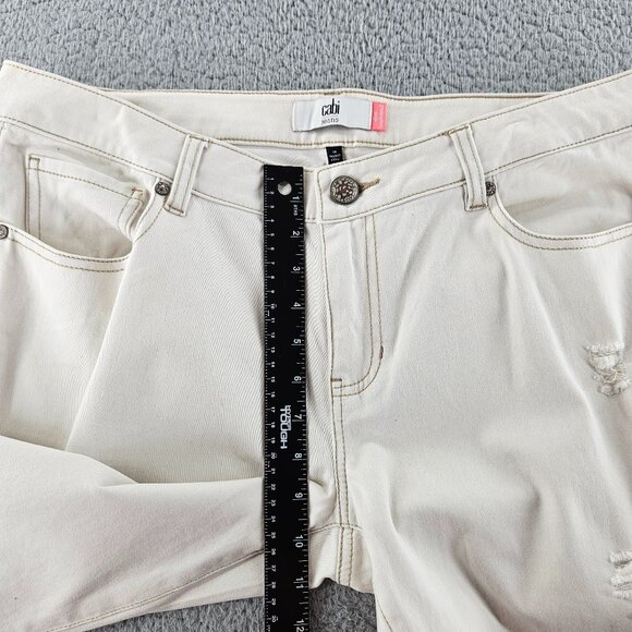 Cabi Jeans Women 14 (38x32) White Slim Boyfriend Distressed Mid Rise Stretch - Picture 9 of 16